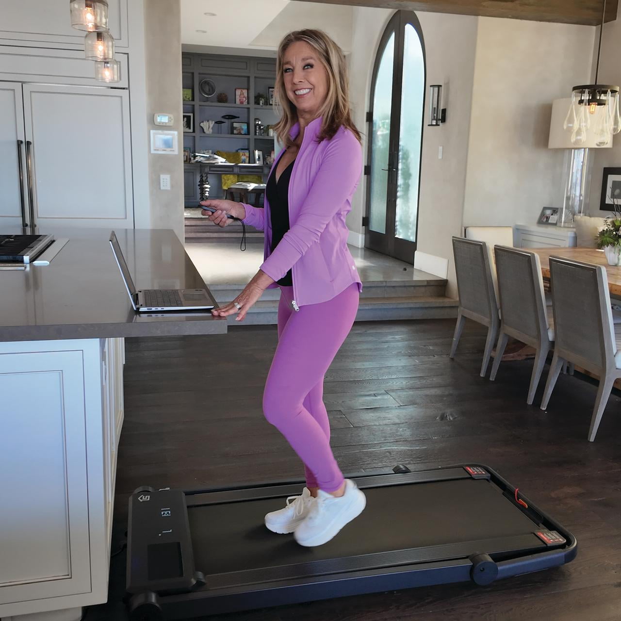 Lifesmart TM2202 Denise Austin 3-in-1 Portable Walking Pad Treadmill | Work, Walk & Jog Station | Foldable Portable Walk Pad with Desk Tabletop, 2.5HP Quiet & Compact Treadmill for Home/Office