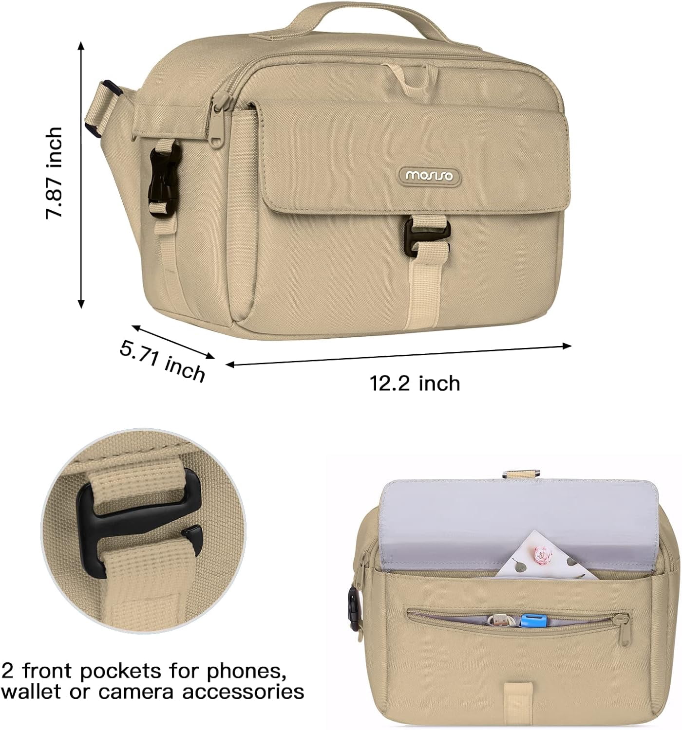 MOSISO Camera Shoulder Bag Case Crossbody Sling Purse, DSLR/SLR/Mirrorless Compact Padded Photography Handbag with Rain Cover Compatible with Canon/Nikon/Sony Cameras and Lenses