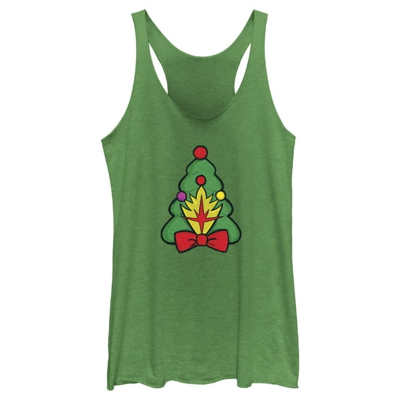 Women's Guardians of the Galaxy Holiday Special Shield Christmas Tree  Racerback Tank Top Envy Green X Large