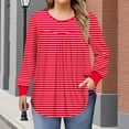 thumbnail image 2 of IROINNID Fashion Women Casual Round Neck Plus Size Long Sleeve Blouse Top Comfortable Soft Stretchy Wrinkle Resistant Everyday Wear Loose Fit Trendy Tuni(Red#2,5XL), 2 of 6