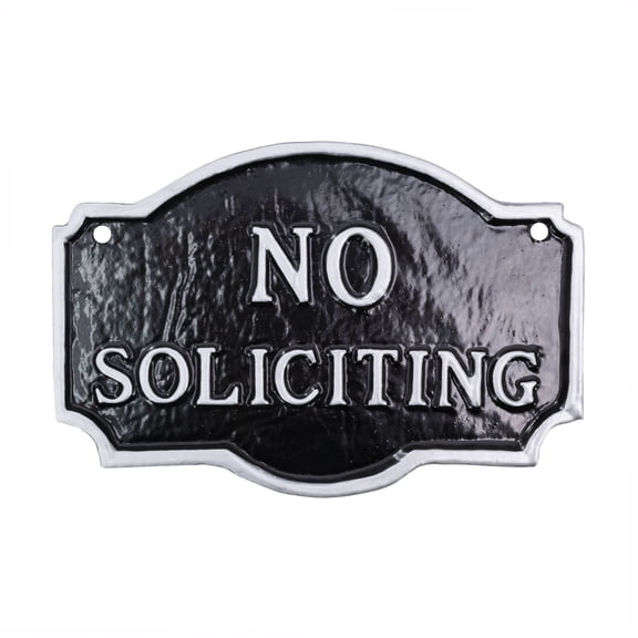 10" x 15" Standard Montague No Soliciting Statement Plaque Sign - Black/Silver