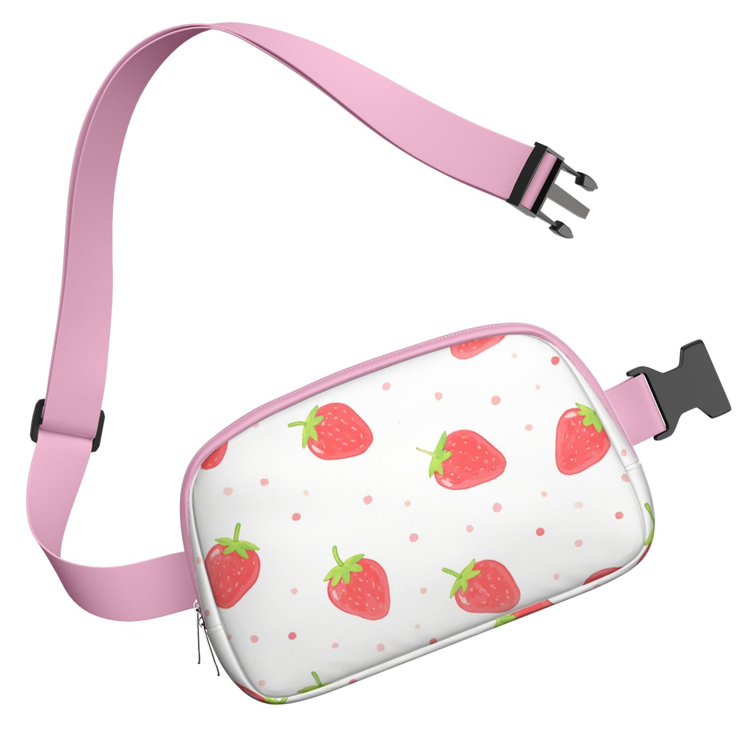 Cross Body Bag for Men&Women Fashionable Waterproof Fanny Pack with Adjustable Strap for Casual Running Hiking Cycling Strawberry Cute Sporty Waist Pack
