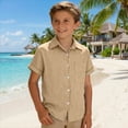 thumbnail image 2 of Gyujnb Short Sleeve Button Down Shirt for Girls Casual Woven Blouse with Pocket (Little Girls, Big Girls),5-6 Years, 2 of 5