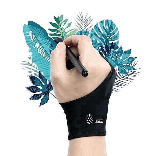 Ugee by UGEE Unisex Anti-Fouling Comfort Spandex Glove Protective Gloves, Black, One Size, 1 Pack