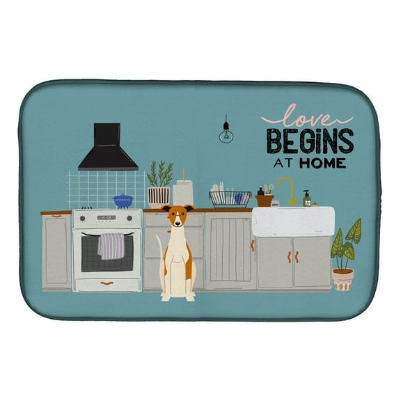 Whippet Kitchen Scene Dish Drying Mat