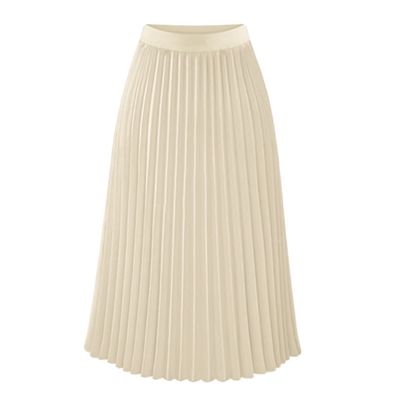 Ersazi Dresses for Women 2024 Fashion Women Loose Casual High Waist Solid  Long Ankle Pleated Skirt Nude Dress Beige S - Walmart.com