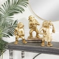 thumbnail image 3 of 12", 12", 11"H Gold Polystone Monkey Sculpture, by DecMode (3 Count), 3 of 11