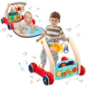 Ant Class 2 in 1 Baby Walker & Play Gym Mat for Boys Girls, Sit to Stand Learning Walker with Play Piano, Baby Activity Mat Baby Music Learning Toy Gift for Infant Newborn Toddlers