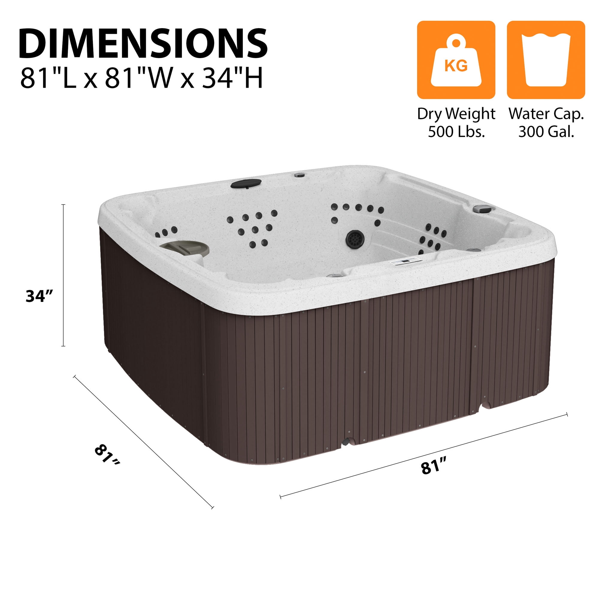 Lifesmart LS700DX Hot Tub - 7 Person, 90-Jet, 220-Volt, Sea Salt/ Espresso Brown