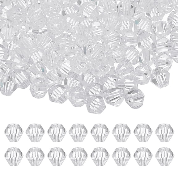 Uxcell 6mm Bicone Crystal Beads, 200 Pcs Glass Faceted Bicone Beads for Jewelry Making, Transparent