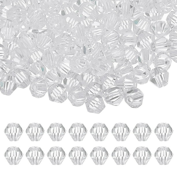 Cuentas de cristal en forma de bicone de 6 mm Uxcell, 200 piezas de cuentas facetadas de vidrio para hacer joyas, transparente