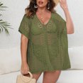 thumbnail image 6 of Penkiiy Swimsuit Cover Ups for Women, V Neck Hollow Out Swim Coverup Crochet Chiffon Summer Beach Cover Up Dress Free Size Army Green, 6 of 6
