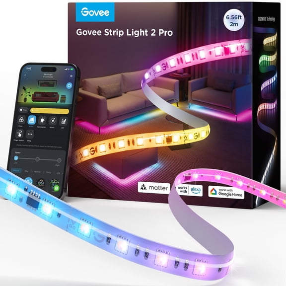 Tira de luz Govee RGBWWIC, tira de iluminación LED inteligente compatible con Alexa y Google Assistant