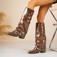 thumbnail image 3 of Mepaouo Women's Slouchy Knee High Boots Fold Over Square Toe Western Riding Boot Winter Pull on Tall Boots, 3 of 8