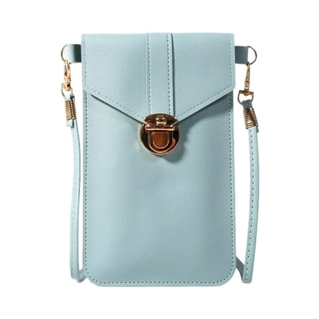 

Women s Phone Wallet Simple PVC Pouch with Screen Window & Charging Hole Gift for Girls Ladies Blue