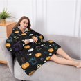 thumbnail image 5 of Oversized Wearable Blanket Hoodie,Halloween Black Colorful Ghosts and Pumpkins Sherpa Blanket Hoodie with Super Pockets,Super Warm Fuzzy Pullover for Women & Men, 5 of 6