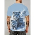 thumbnail image 2 of 3D summer new snow leopard pattern short-sleeved digital printing design T-shirt elements trendy men's casual fashion top, 2 of 6