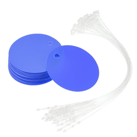 Uxcell 1.17 inch Round Plastic Tags Tear Proof Waterproof Price Tags with Tie 25 Pcs Blue