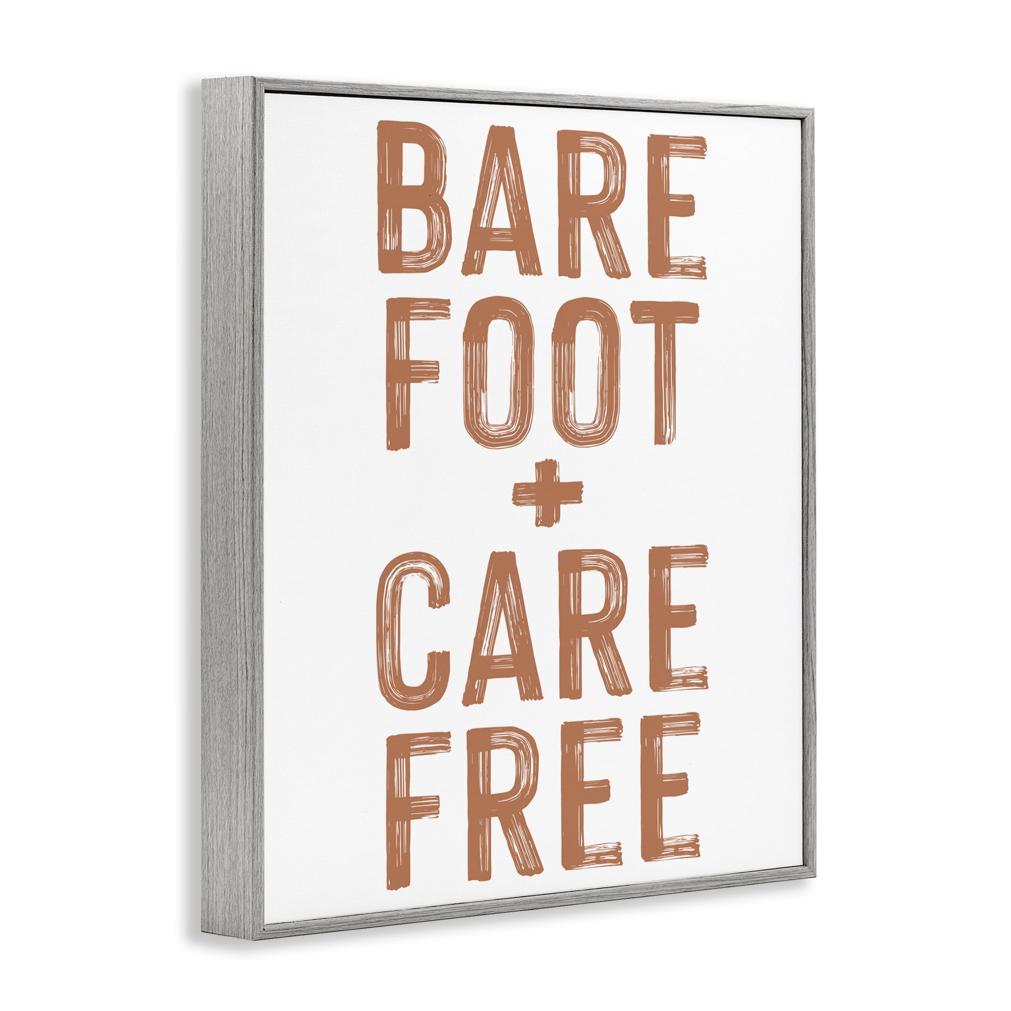Barefoot Carefree Summer Sentiment Gray Framed Giclee Art, design by Lettered and Lined