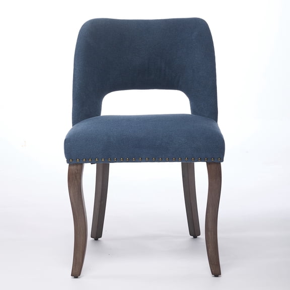 GOMYHOME Dining Chairs Set of 2, Upholstered Fabric Chairs with Solid Wood Legs, Blue