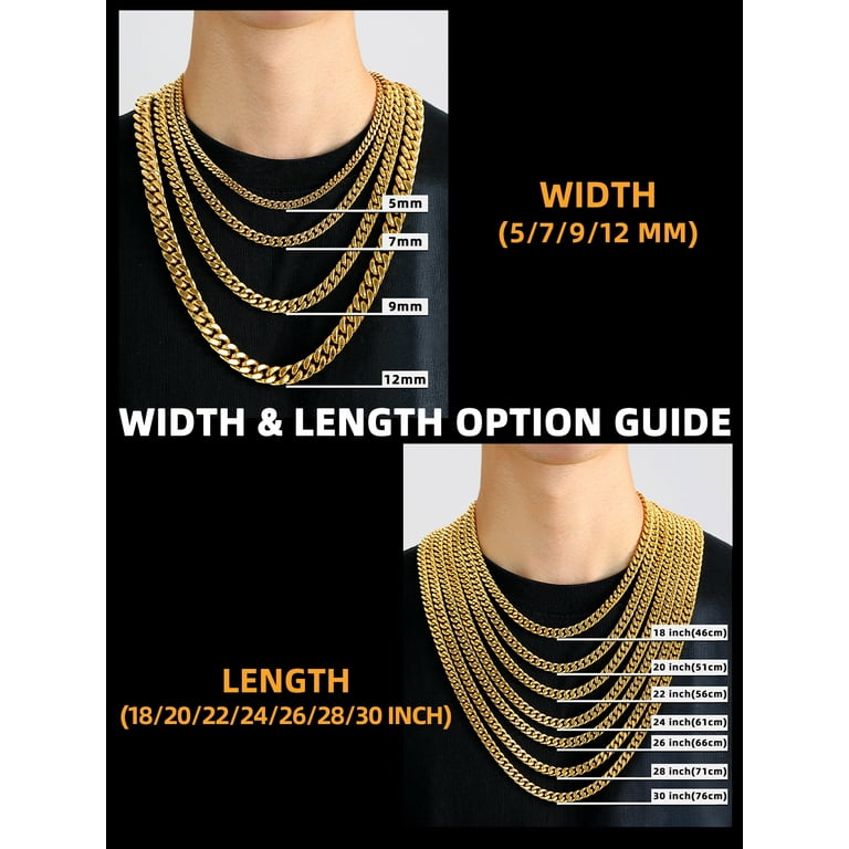 U7 Mens Cuban Necklace 14K Gold Plated Miami Curb Link Chain 9mm