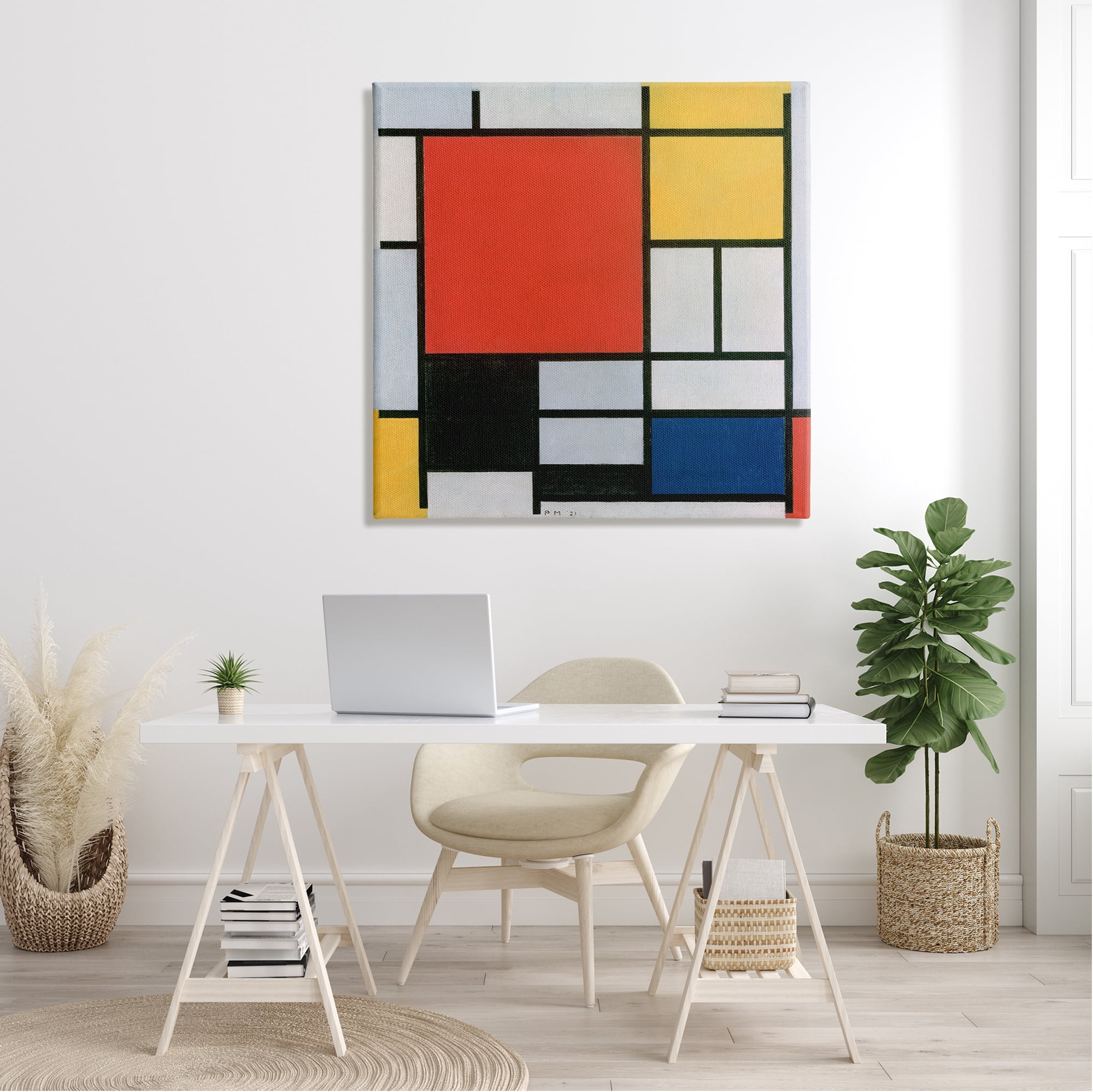 Stupell Industries Composition in Red Yellow Blue Black Piet Mondrian Classic Abstract Painting Painting Gallery Wrapped Canvas Print Wall Art, Design by one1000paintings