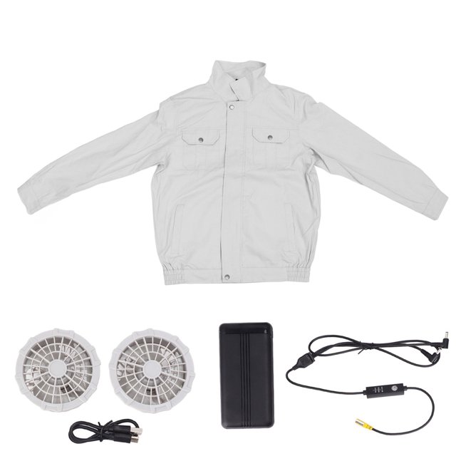 Chaqueta con ventilador de refrigeración Refrigeración de verano Ropa con aire acondicionado Manga larga con banco de energía de 20000 mah para viajes en interiores y exteriores Camping XL