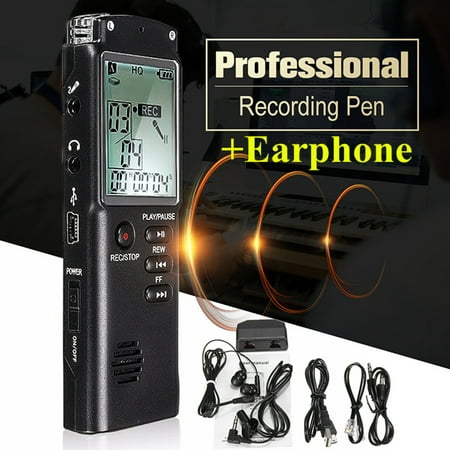 8GB 60HR Voice Activated USB LCD Digital Audio Voice Telephone Recorder Dictaphone MP3 Player U Flash Disk with Microphone Speaker+8GB Flash Memory+Cables