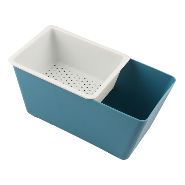Organizador de almacenamiento de alimentos, escurridor de cocina, frutero desmontable de doble capa para refrigerios Azul