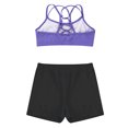 thumbnail image 4 of Zaldita Kids Girls 2Pcs Activewear Set Gymnastics Dance Sports Bra Crop Tops and Booty Shorts Tankini Lavender&Black 8, 4 of 7