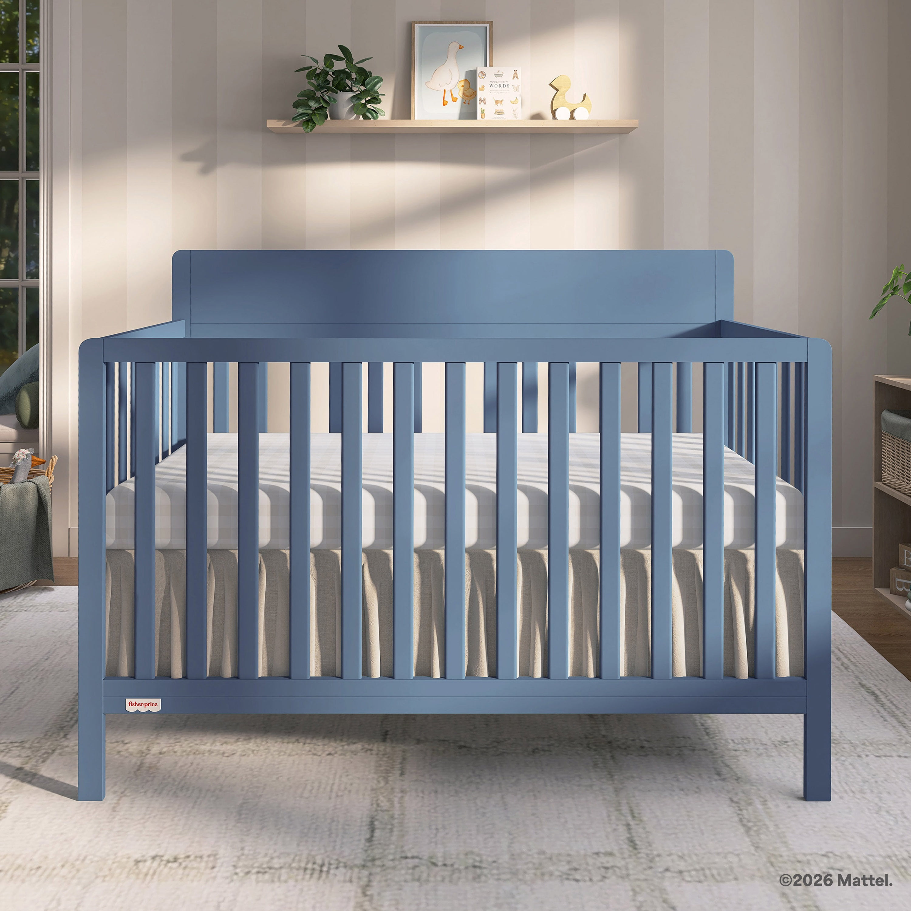 Fisher-Price Meadowbrook 4-in-1 Convertible Baby Crib by Dream On Me, Blue