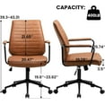 thumbnail image 3 of DICTAC Brown Executive Office Chair Adjustable Leather Mid Back Swivel Office Desk Chair with Padded Armrest 400lbs Load-Bearing Computer Desk Chair for Home Office, 3 of 10