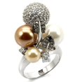 thumbnail image 1 of Bague en Laiton Rhodium & Ruthénium avec Perles Synthétiques&44; Multi Couleur - Taille 10, 1 of 1