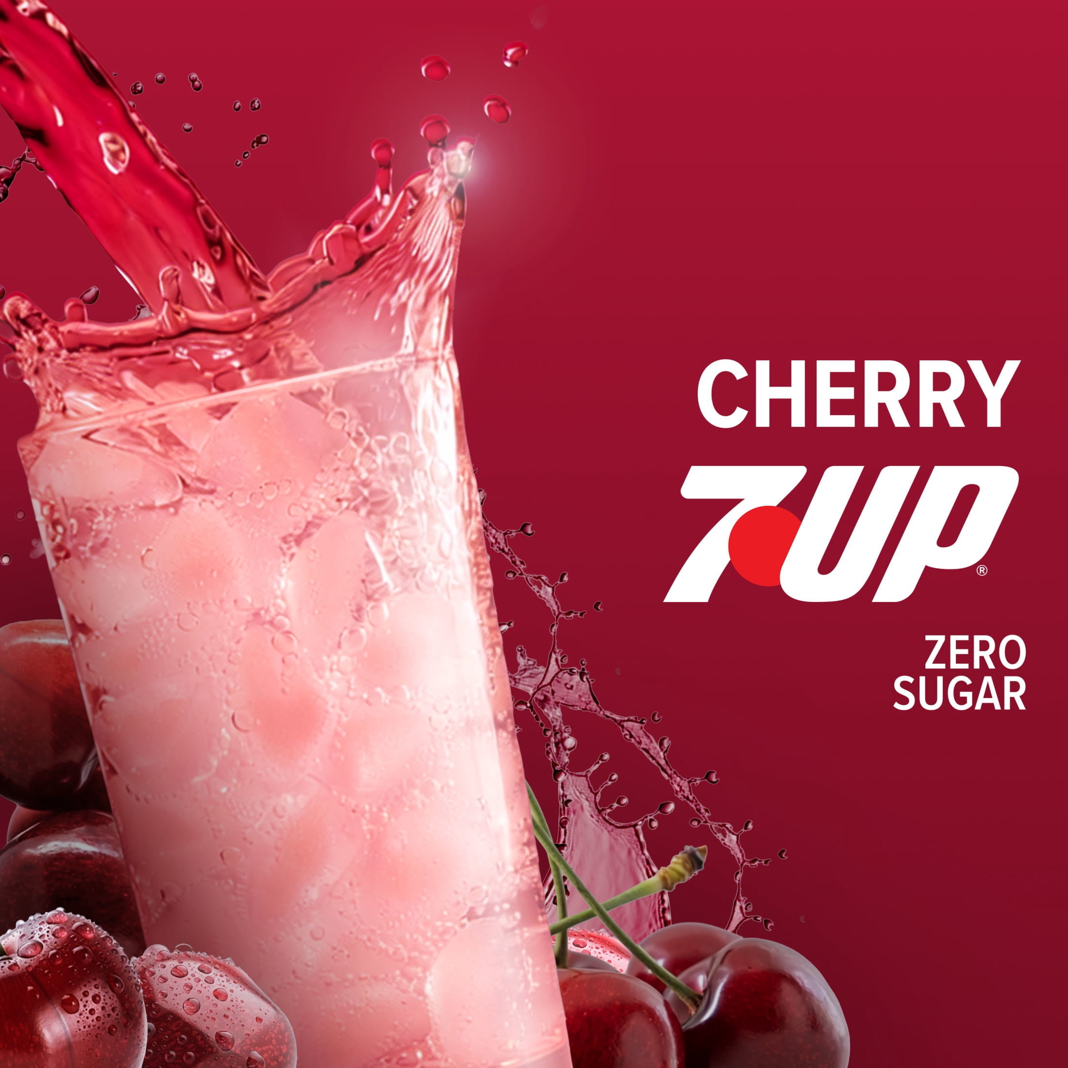 7UP Caffeine Free Zero Sugar Cherry Soda Pop, 2 L, Bottle