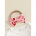 thumbnail image 6 of Baby Toddler Girls Valentine's Day Clothing Sets 3 6 9 12 18 Months Long Sleeve Letter Print Romper Heart Print Suspender Skirt Headband Outfits, 6 of 9