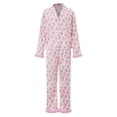 thumbnail image 2 of AIGUR Mommy and Me Matching Pajamas Bow Print Feather Long Sleeve Lapel Tops and Pants Set Family Sleepwear, 2 of 10