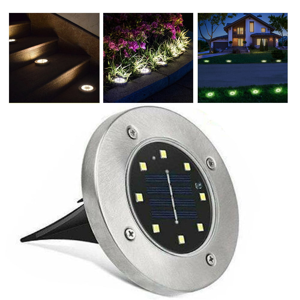 4pcs LED Solar Lights Waterproof Under Ground Garden Lawn Deck Path Yard Outdoor 