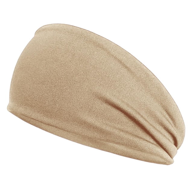 Hombres Mujeres Fitness Sweatband Elástico Correr Diadema de secado rápido (Caqui)
