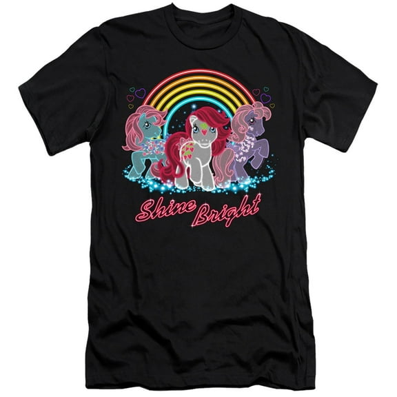 My Little Pony Retro Neon Ponies HBO S/S Adult 30/1 T-Shirt Black