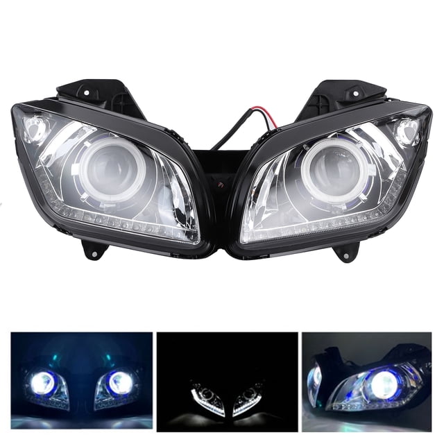 Head LED Headlight Assembly Bright White Angel Eyes High Low Beam Fit for R15 2012-2016