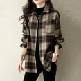 thumbnail image 2 of Stamzod Shackets for Women 2025 Turndown Long Sleeve Plaid Shirt Jacket with Pocket Trendy Fall Fashion Women Casual Shacket Brown B S, 2 of 9
