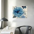 thumbnail image 4 of EastSmooth  Peony Rose Wall Art Blue and White Flower Wall Decor Floral Butterfly Painting for Bathroom Living Room Bedroom Home Decor Abstract Canvas Print Picture Ready to Hang, 4 of 5
