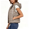 thumbnail image 6 of Cmfcve Womens Plus Size Zip up Puffer Vest Hooded Sleeveless Padded Jacket Coat Solid Winter Warm Outwear, 6 of 9