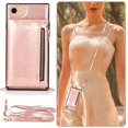 thumbnail image 2 of Dteck Crossbag Case For iPhone SE 2020 / iPhone 8 / iPhone 7 / iPhone 6, Premium PU Leather Wallet Case Credit Card Holder Stand Cover, Rosegold, 2 of 9