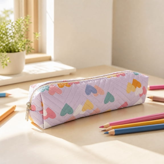 Linnome Colorful Pencil Pouch Makeup Brush Bag for Home Office Travel Portable Stationery Organizer 8.27x2.36x1.97 Inch