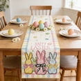thumbnail image 6 of CQCYD Easter Table Runner, Bunny Egg Race Design Linen Look Tablecloth Home Dining Kitchen Decor Party Dinner Table Cover Holiday Celebration Spring Season Decoration, 6 of 6