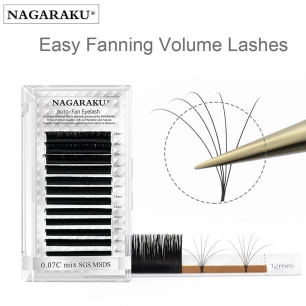 NAGARAKU, envío rápido, ventilador fácil, suministros de extensión de pestañas automáticos, entrega, floración rápida, volumen de pestañas preadheridas Dengxun unisex