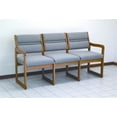 thumbnail image 1 of Reception Area Three-Seat Sofa with Sled Base and Oak Frame (Wine Vinyl), 1 of 5