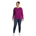 thumbnail image 3 of Terra & Sky Women's Plus Size Long Sleeve Crew Neck T-Shirt, 2-Pack, 3 of 5