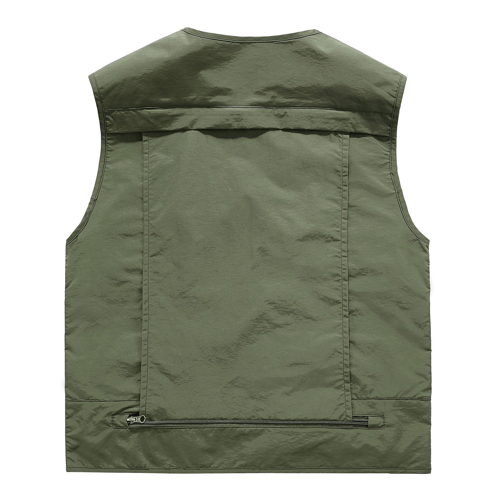 Ofreoo Men's Solid Fashion Zipper Multi Pocket V Neck Sleeveless Work Jacket Tank Tops Mens Vest Great Gifts for Less
